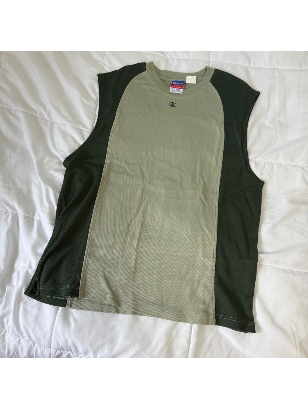 y2k 2000s vintage champion light green & dark green muscle tank top XL